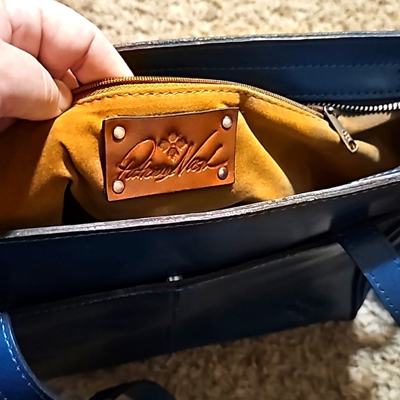 Patricia Nash Vintage Leather Rosedale Tote Caribbean Blue Purse - Picture 2 of 13